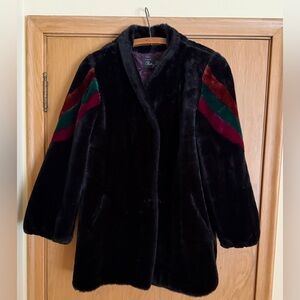 Vintage Black Teddy Jacket with Multicolor Accents